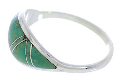 Turquoise And Genuine Sterling Silver Ring Size 8-1/4 ZX36269